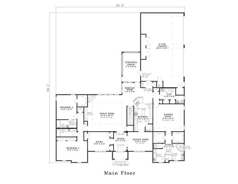 Floor Plan First Story of Georgian Plan #153-1421